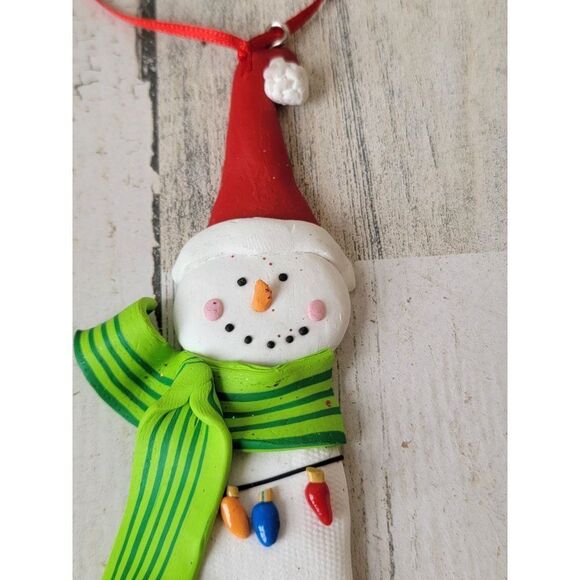Snowman string lights scarf hat ornament Xmas decor - Picture 5 of 8